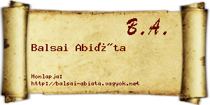 Balsai Abiáta névjegykártya